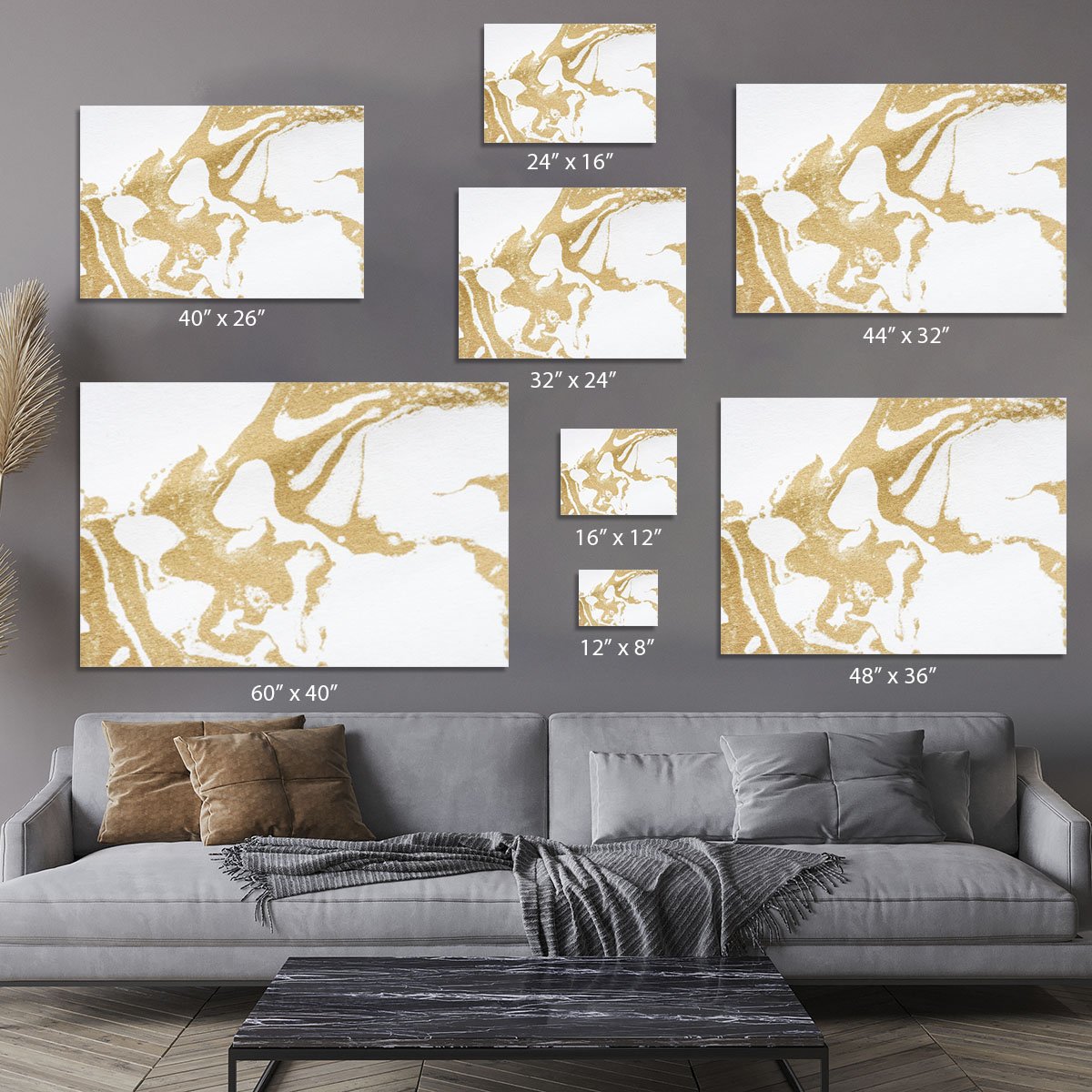 White and Gold Marble Canvas Print or Poster