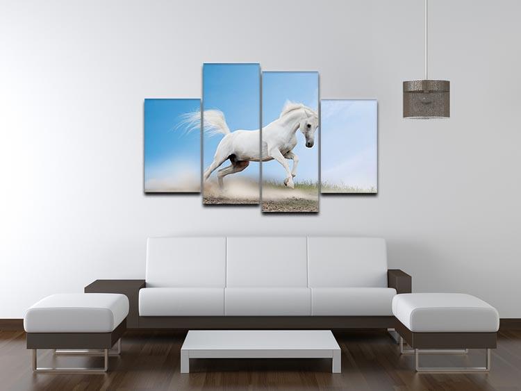 White arabian horse 4 Split Panel Canvas - Canvas Art Rocks - 3