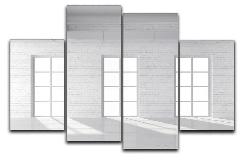 White brick loft with window 4 Split Panel Canvas - Canvas Art Rocks - 1