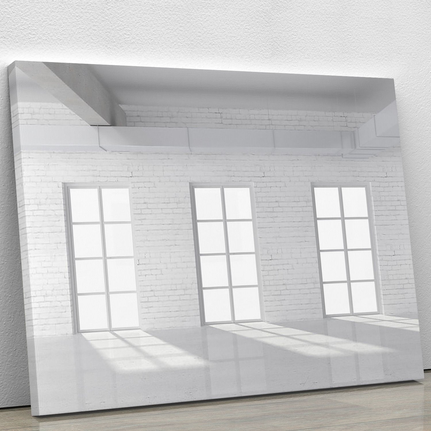 White brick loft with window Canvas Print or Poster