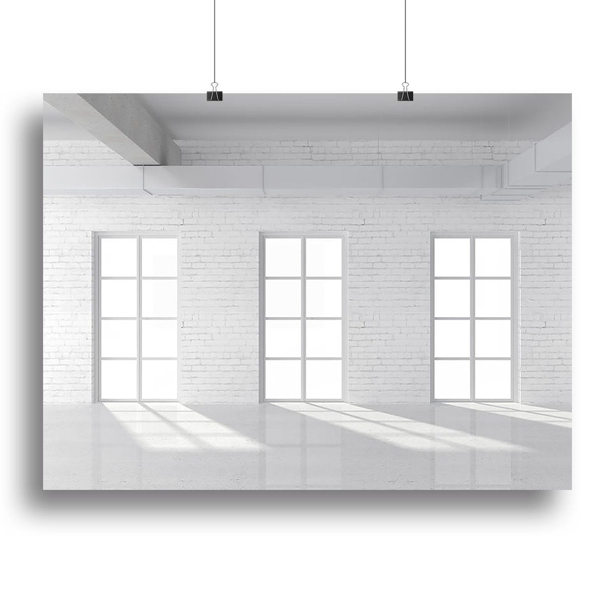 White brick loft with window Canvas Print or Poster