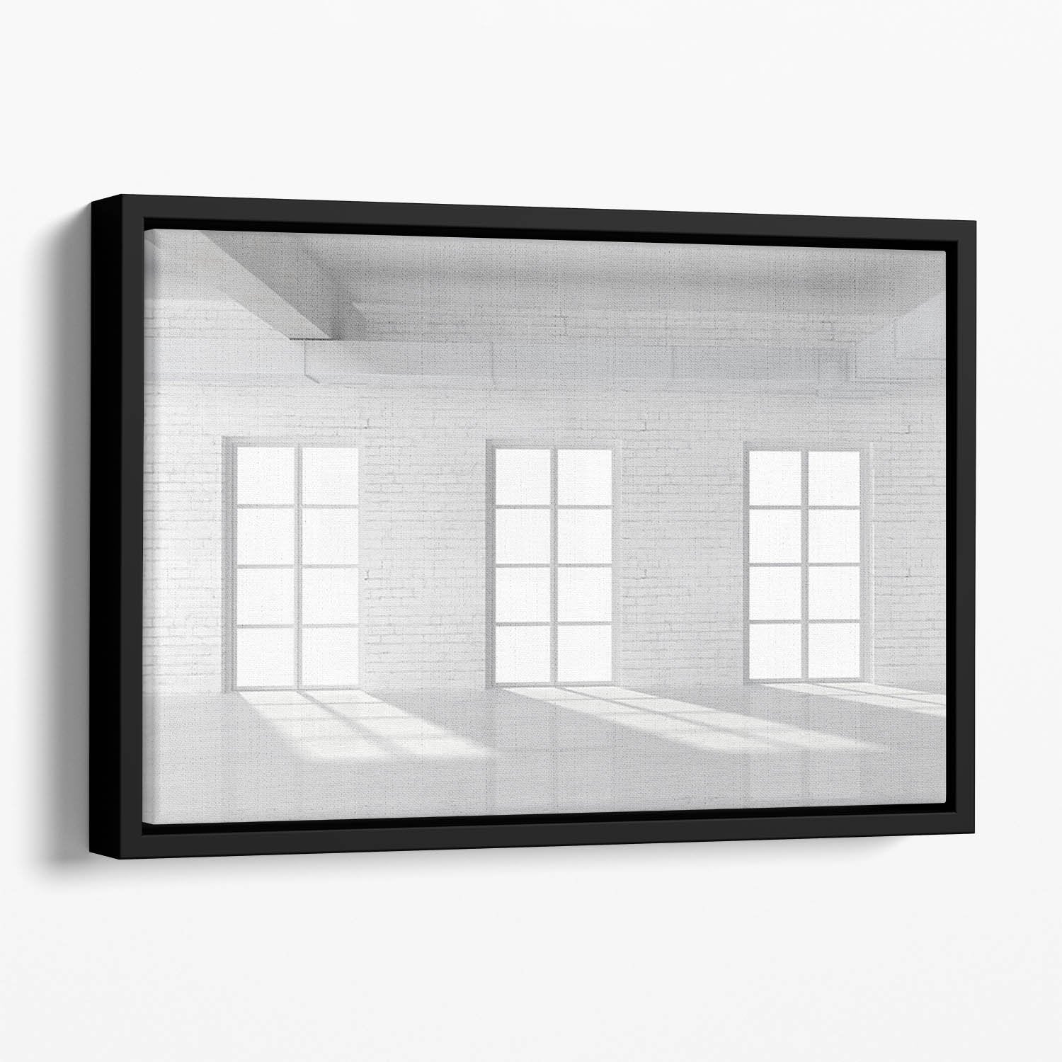 White brick loft with window Floating Framed Canvas