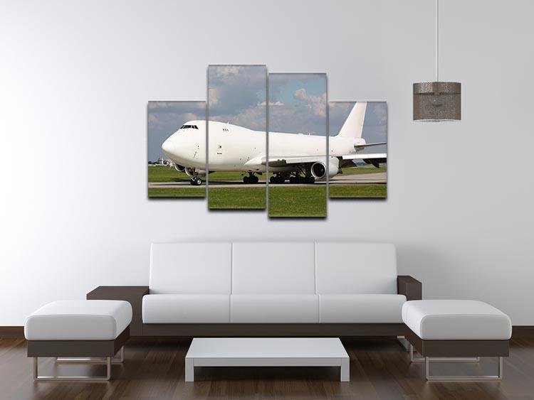 White cargo plane taxi 4 Split Panel Canvas  - Canvas Art Rocks - 3
