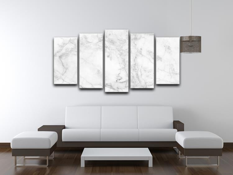 White gray marble patterned 5 Split Panel Canvas - Canvas Art Rocks - 3