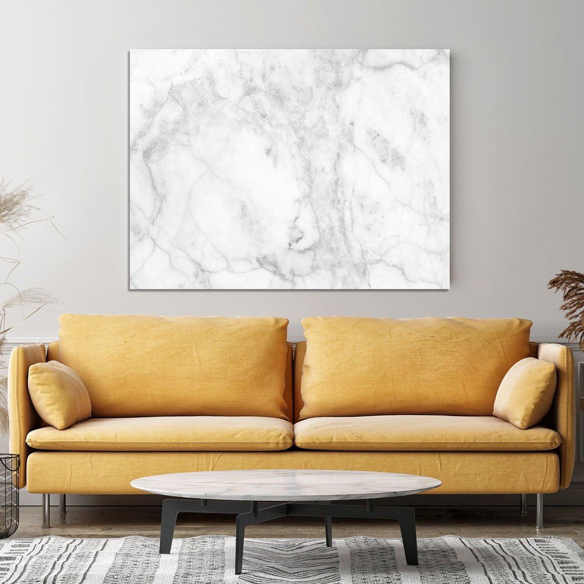 White gray marble patterned Canvas Print or Poster