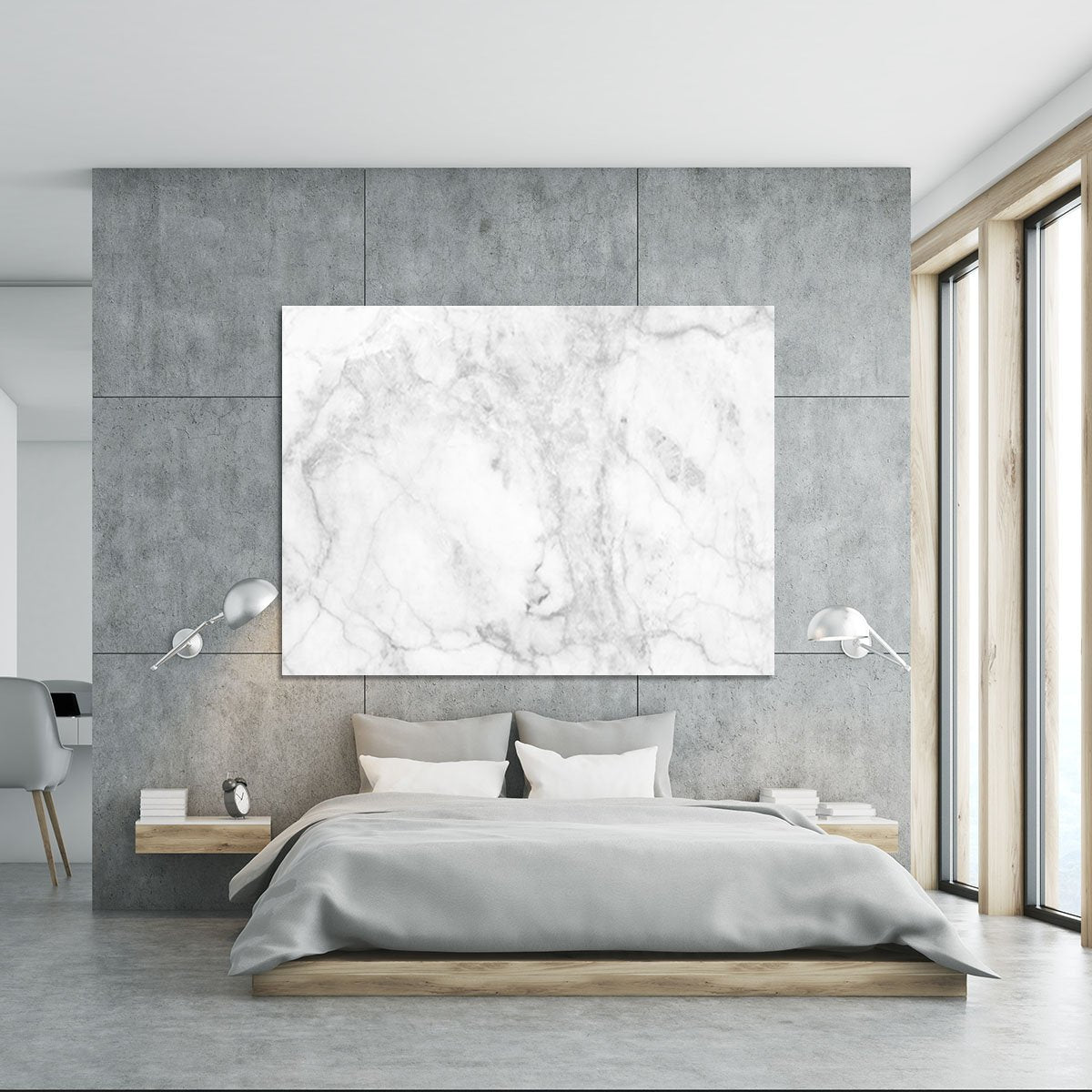 White gray marble patterned Canvas Print or Poster