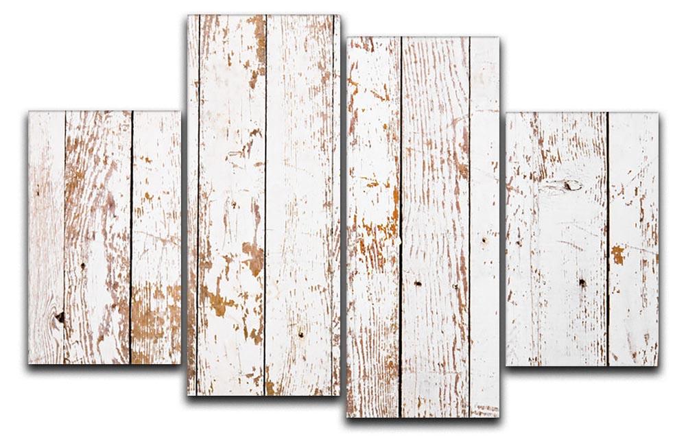 White grunge wooden 4 Split Panel Canvas - Canvas Art Rocks - 1