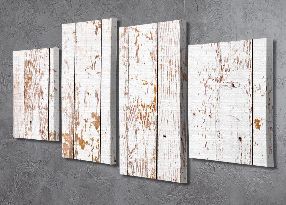 White grunge wooden 4 Split Panel Canvas - Canvas Art Rocks - 2