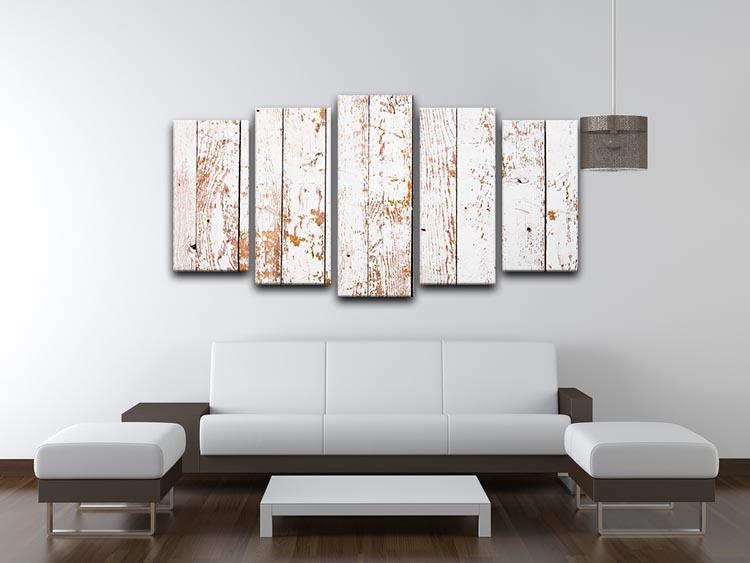 White grunge wooden 5 Split Panel Canvas - Canvas Art Rocks - 3