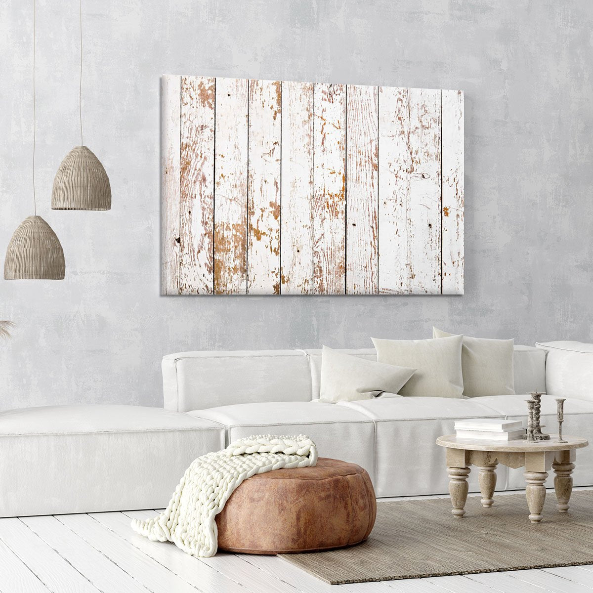 White grunge wooden Canvas Print or Poster