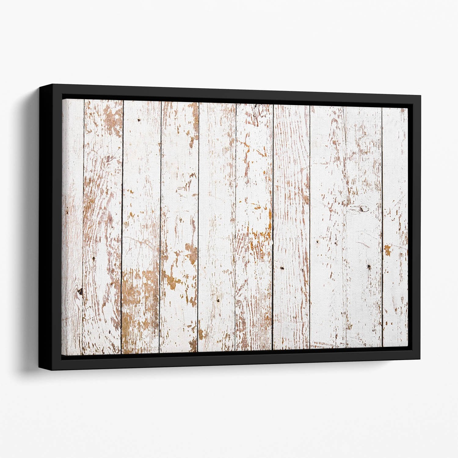 White grunge wooden Floating Framed Canvas