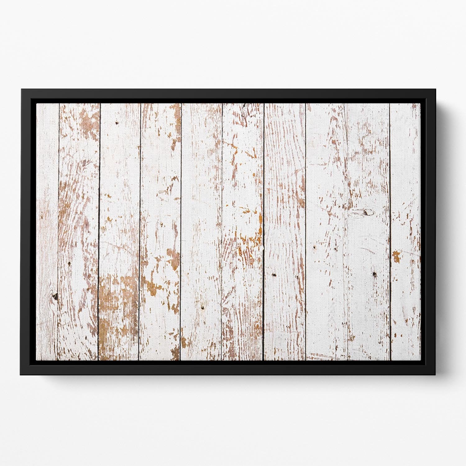 White grunge wooden Floating Framed Canvas - Canvas Art Rocks - 2