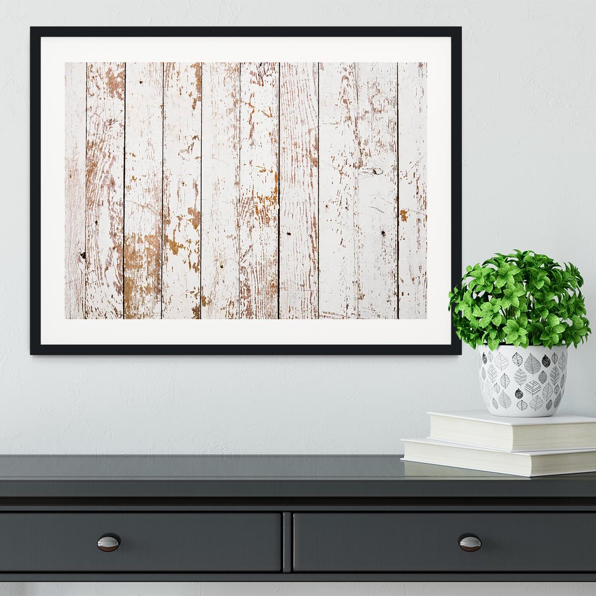 White grunge wooden Framed Print - Canvas Art Rocks - 1