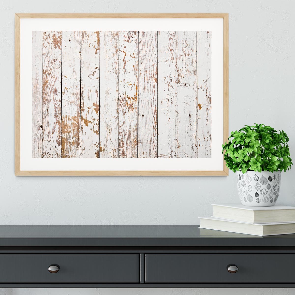White grunge wooden Framed Print - Canvas Art Rocks - 3