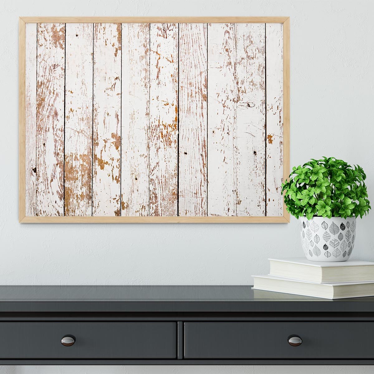 White grunge wooden Framed Print - Canvas Art Rocks - 4