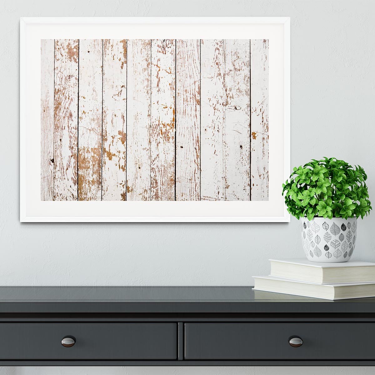 White grunge wooden Framed Print - Canvas Art Rocks - 5