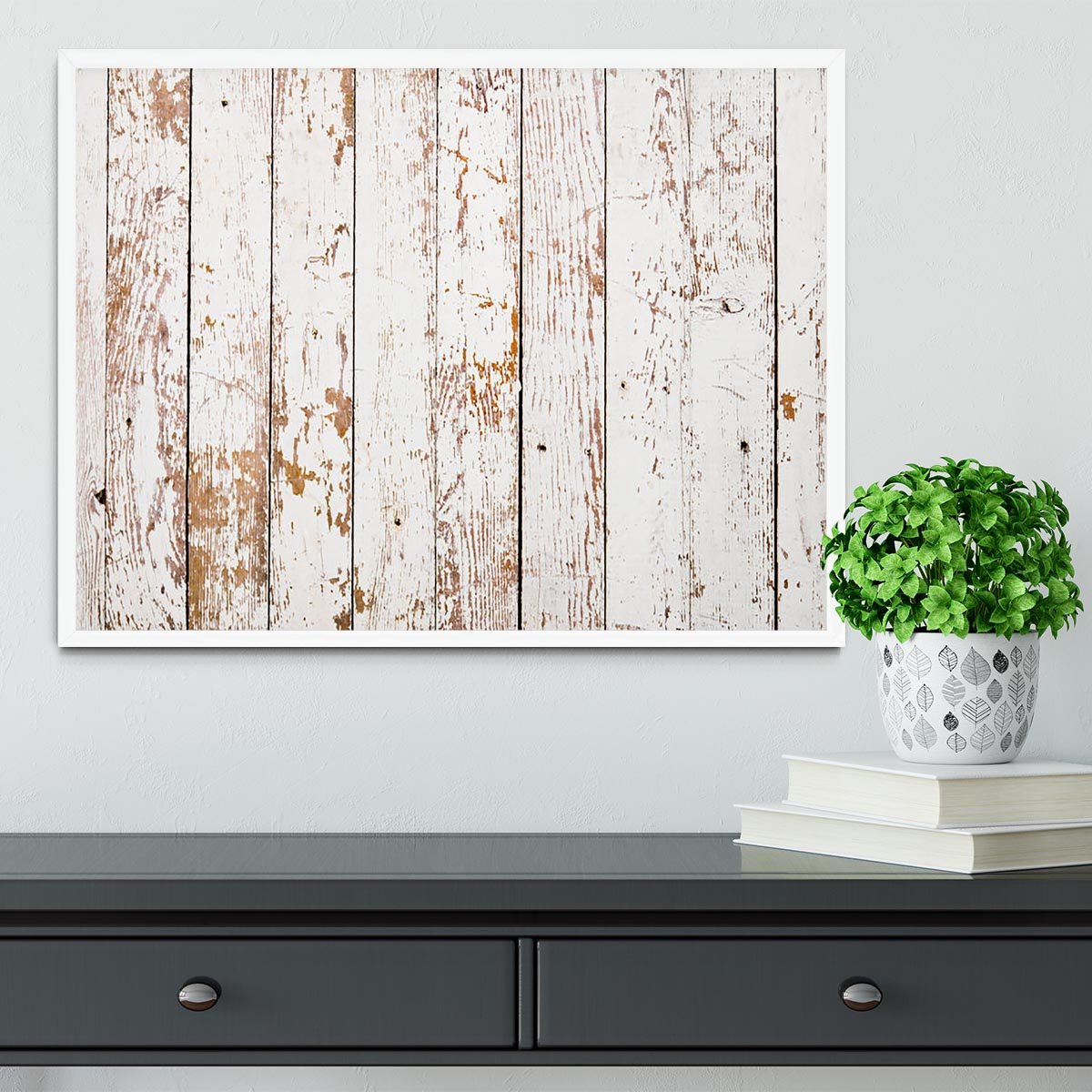 White grunge wooden Framed Print - Canvas Art Rocks -6