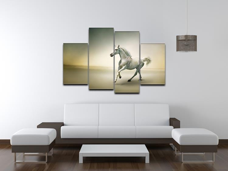 White horse in motion 4 Split Panel Canvas - Canvas Art Rocks - 3