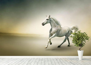 White horse in motion Wall Mural Wallpaper - Canvas Art Rocks - 4