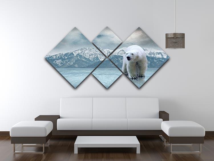 White polar bear on the ice 4 Square Multi Panel Canvas - Canvas Art Rocks - 3
