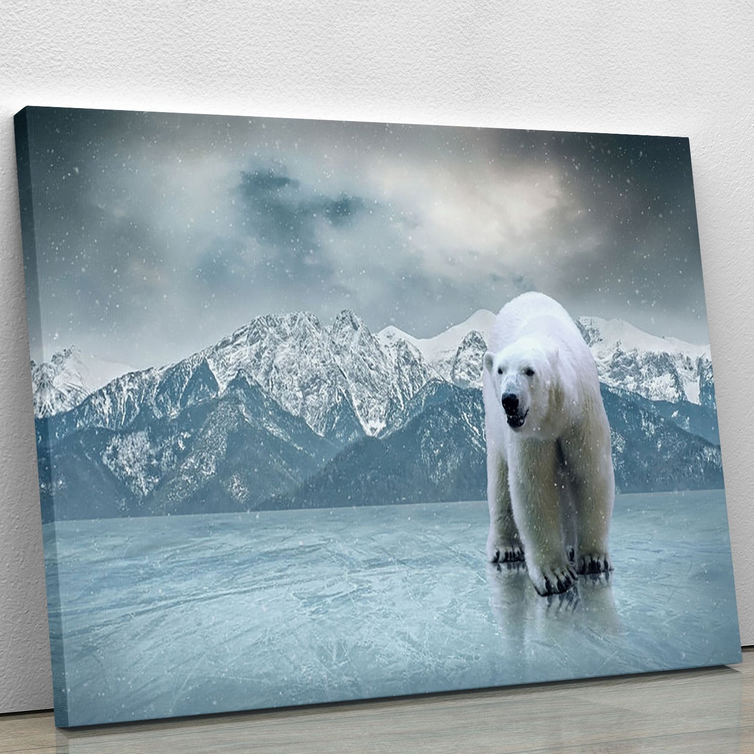 White polar bear on the ice Canvas Print or Poster