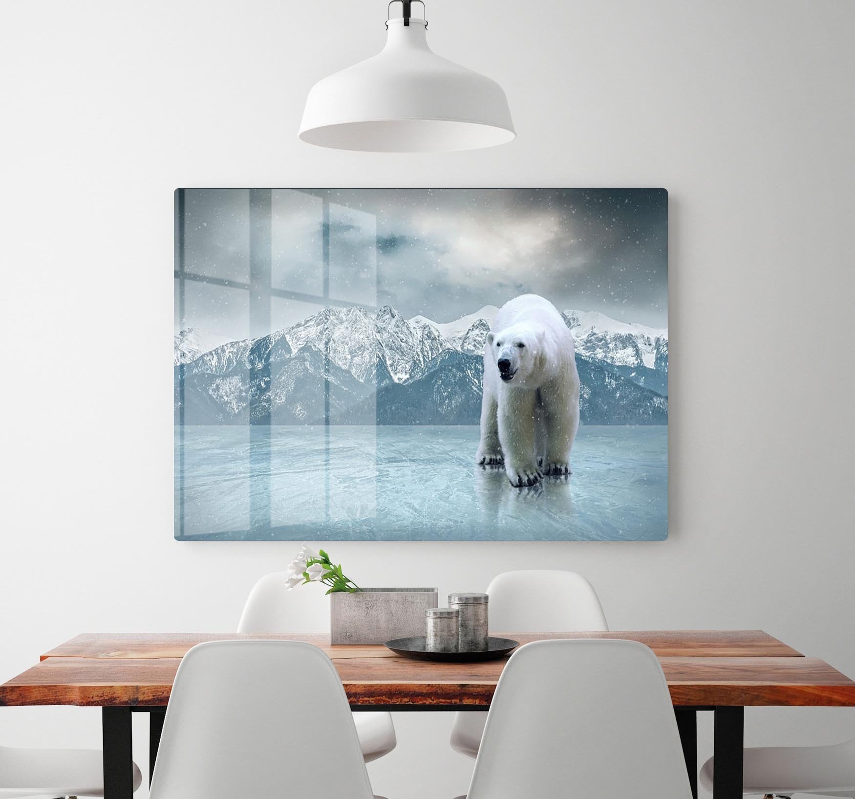White polar bear on the ice HD Metal Print - Canvas Art Rocks - 2