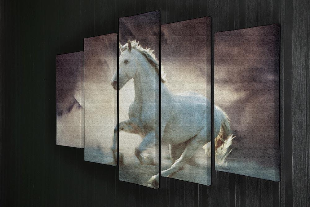 White running horse 5 Split Panel Canvas  - Canvas Art Rocks - 2