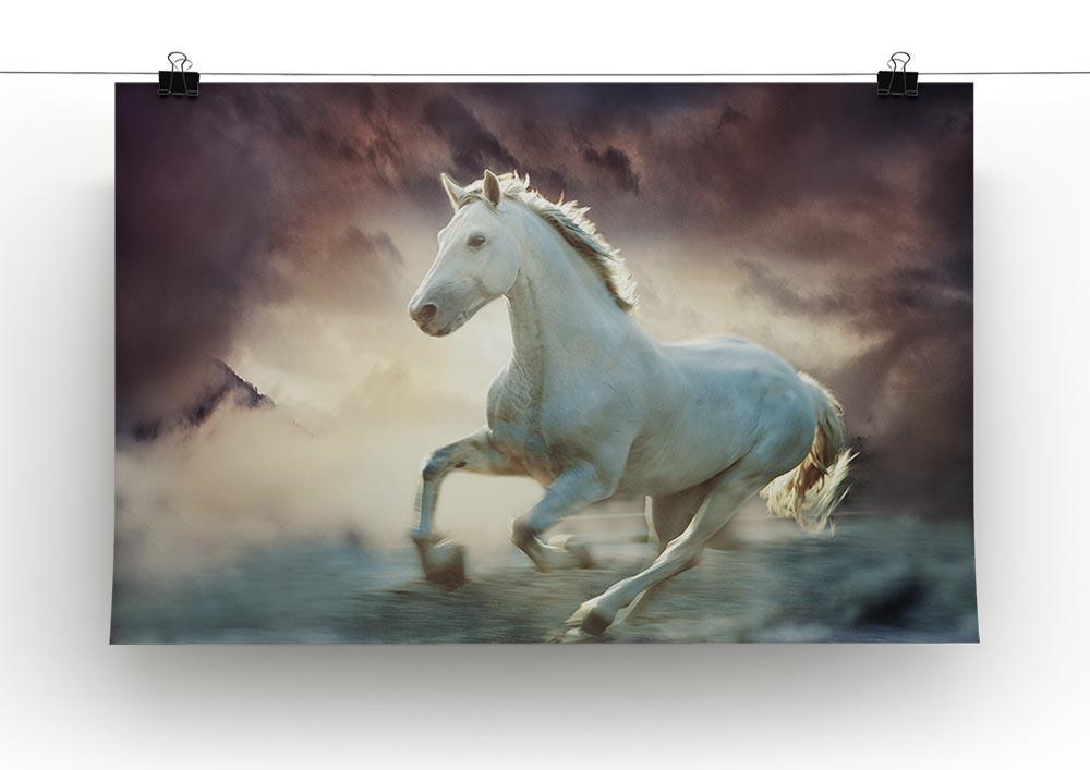 White running horse Canvas Print or Poster - Canvas Art Rocks - 2