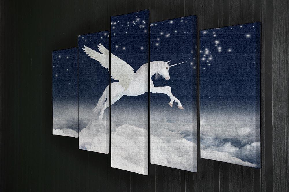 White unicorn flying in the sky 5 Split Panel Canvas  - Canvas Art Rocks - 2