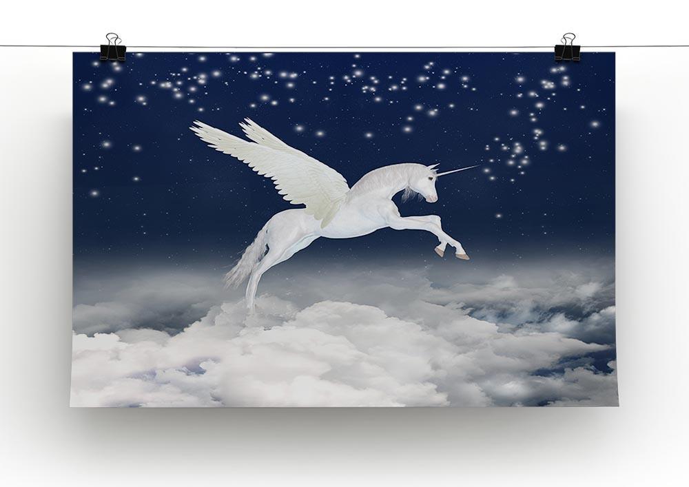 White unicorn flying in the sky Canvas Print or Poster - Canvas Art Rocks - 2