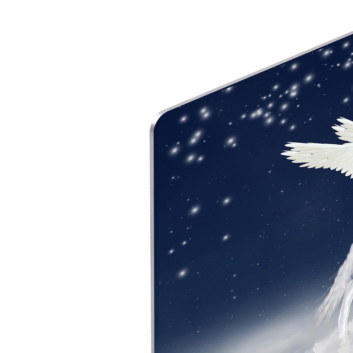 White unicorn flying in the sky HD Metal Print