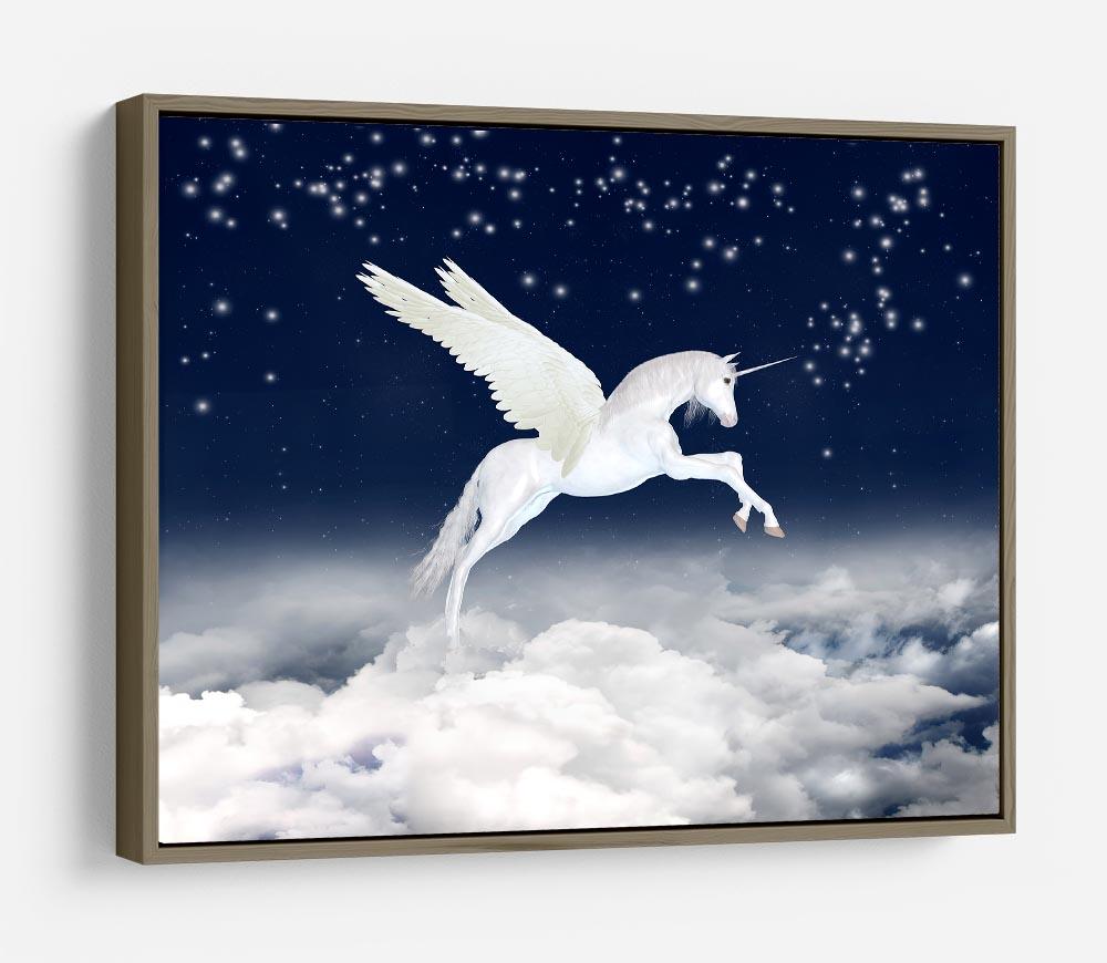 White unicorn flying in the sky HD Metal Print