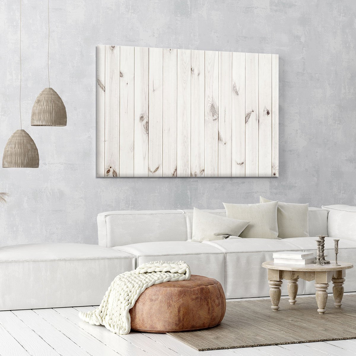 White wood texture background Canvas Print or Poster
