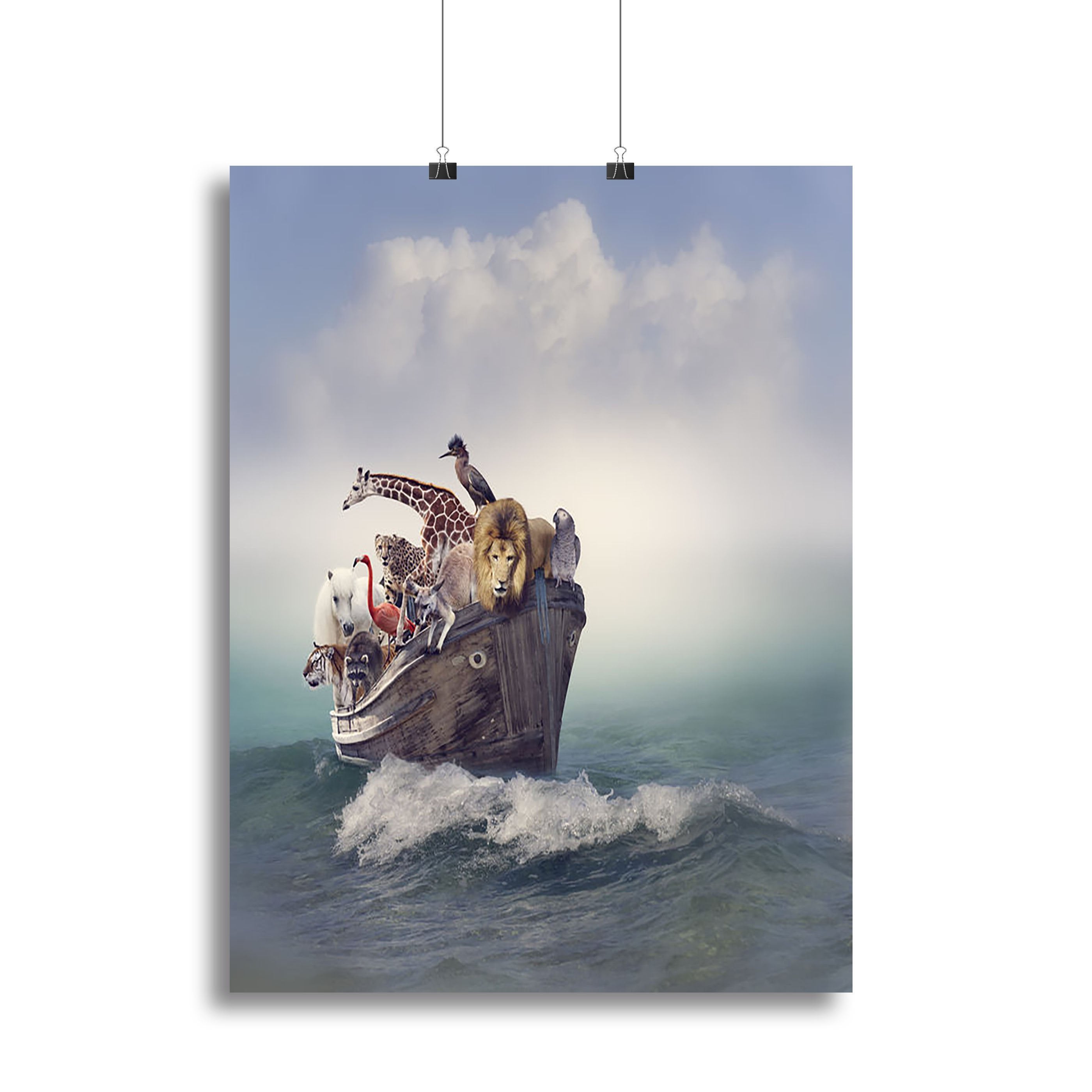 Wild Animals and Birds in an Old Boat Canvas Print or Poster