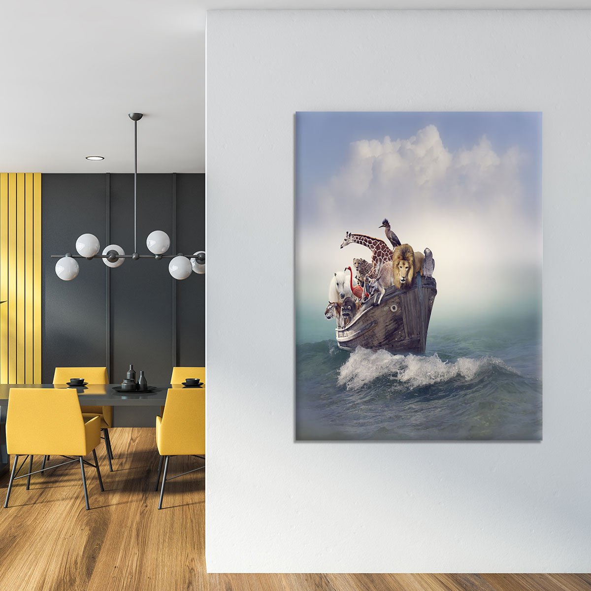 Wild Animals and Birds in an Old Boat Canvas Print or Poster