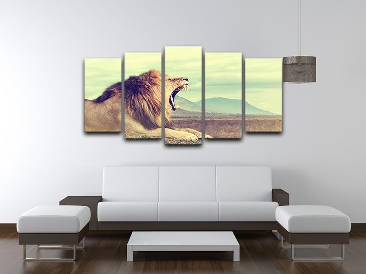 Wild african lion 5 Split Panel Canvas - Canvas Art Rocks - 3