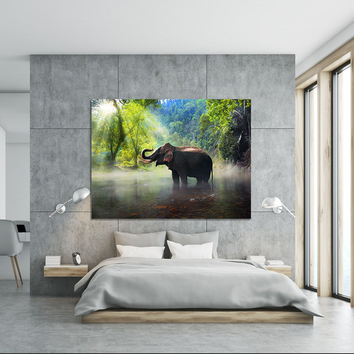 Wild elephant in the beautiful forest Canvas Print or Poster