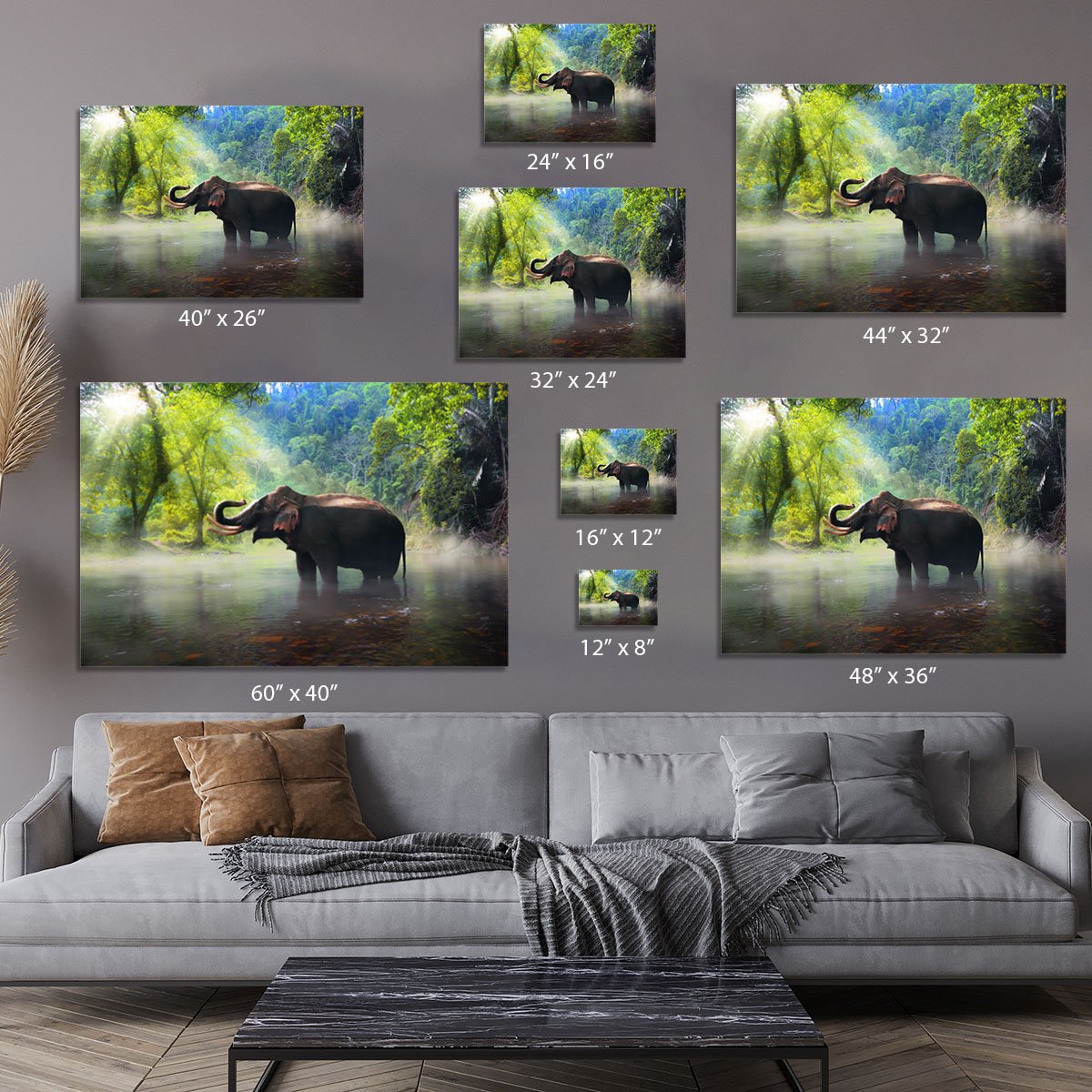 Wild elephant in the beautiful forest Canvas Print or Poster