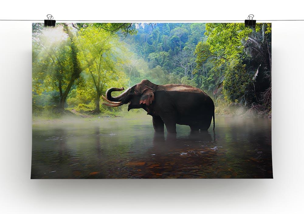Wild elephant in the beautiful forest Canvas Print or Poster - Canvas Art Rocks - 2