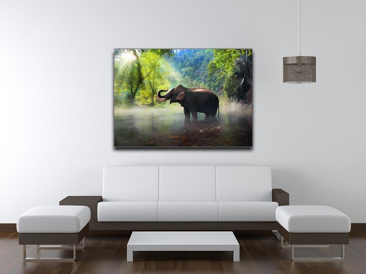 Wild elephant in the beautiful forest Canvas Print or Poster - Canvas Art Rocks - 4