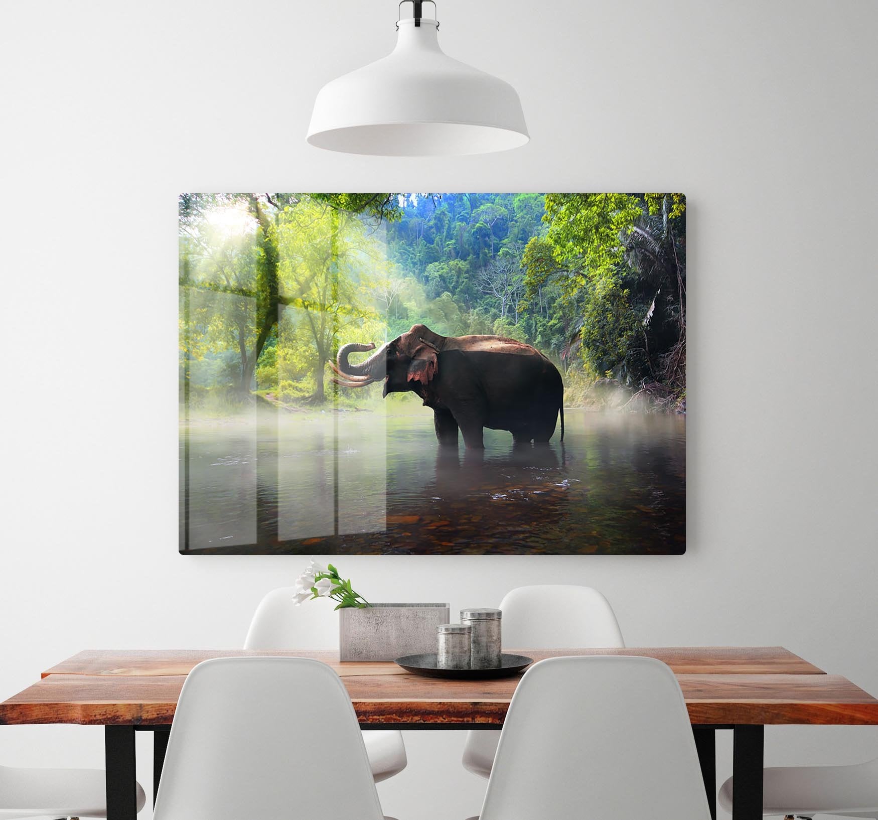 Wild elephant in the beautiful forest HD Metal Print - Canvas Art Rocks - 2