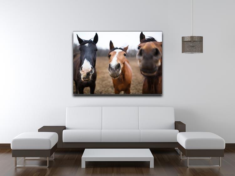 Wild horses on the meadow at spring time Canvas Print or Poster - Canvas Art Rocks - 4