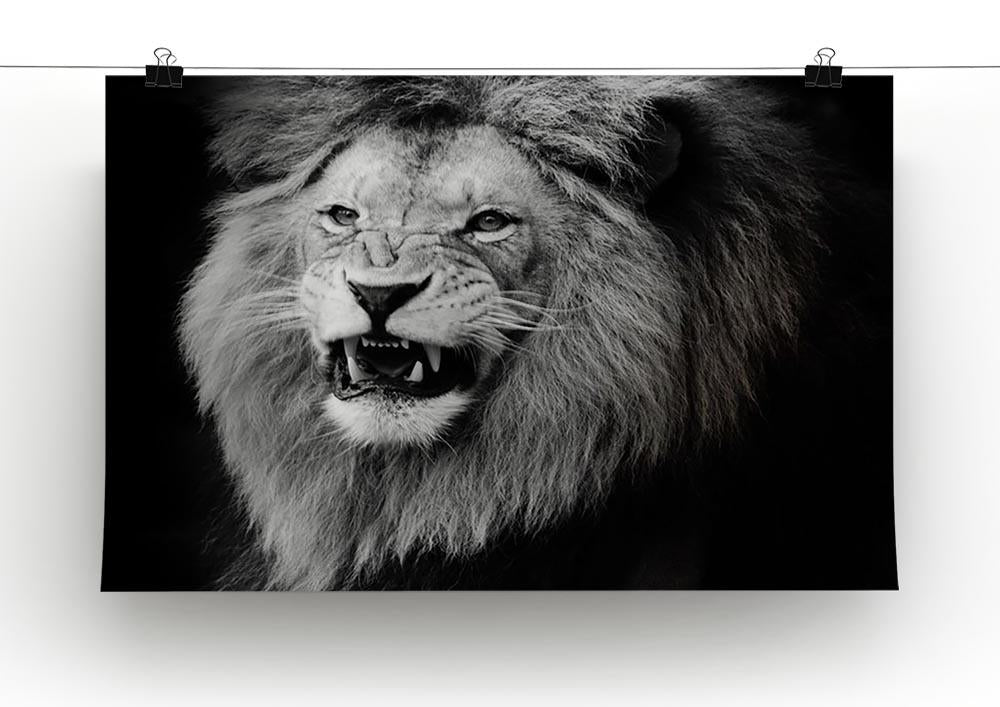 Wild lion portrait in black and white. Canvas Print or Poster - Canvas Art Rocks - 2