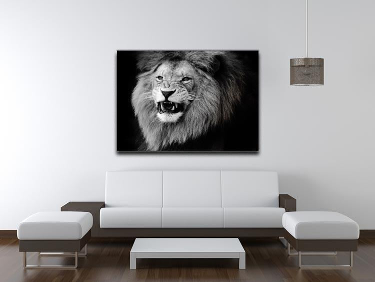 Wild lion portrait in black and white. Canvas Print or Poster - Canvas Art Rocks - 4