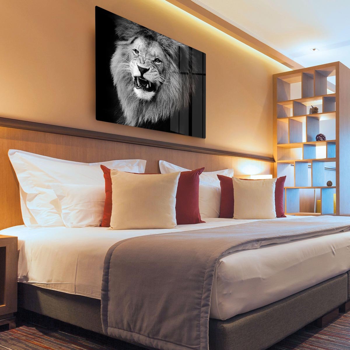 Wild lion portrait in black and white. HD Metal Print - Canvas Art Rocks - 3