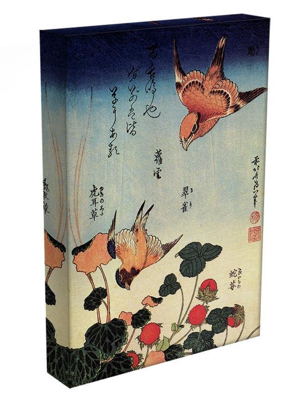 Wild strawberries and birds by Hokusai Canvas Print or Poster - Canvas Art Rocks - 3