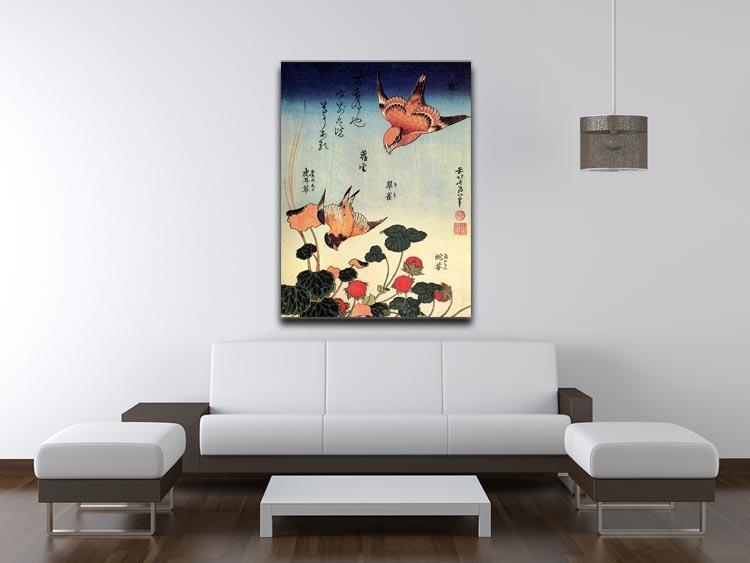 Wild strawberries and birds by Hokusai Canvas Print or Poster - Canvas Art Rocks - 4
