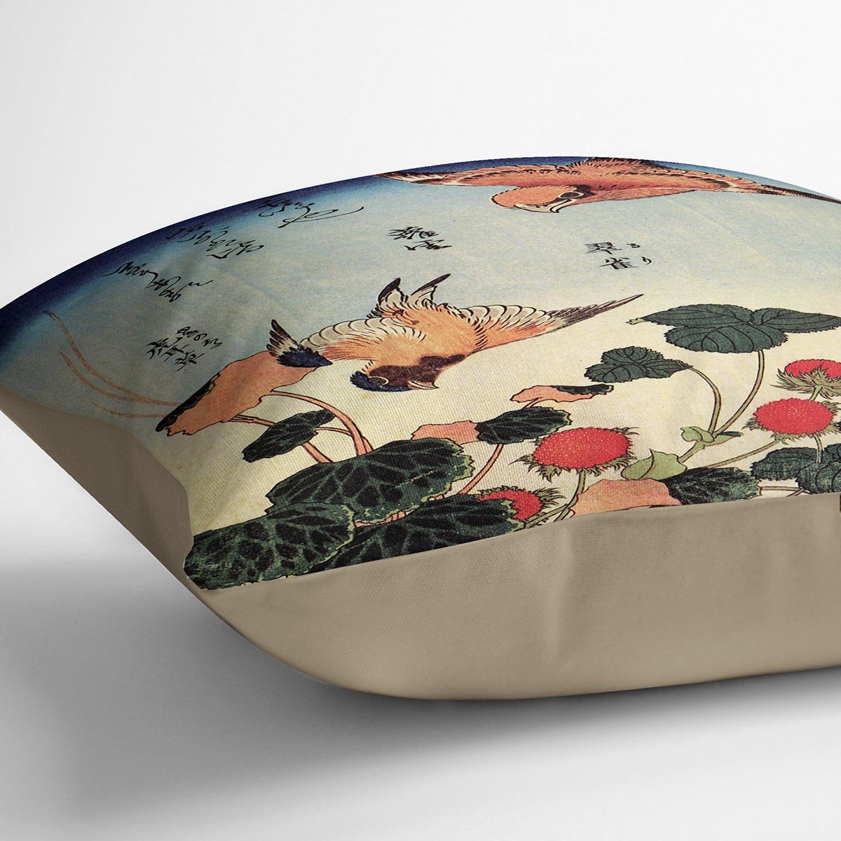 Wild strawberries and birds by Hokusai Throw Pillow