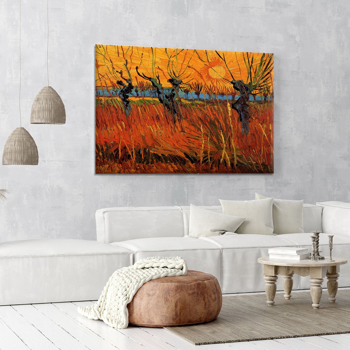 Willows at Sunset by Van Gogh Canvas Print or Poster