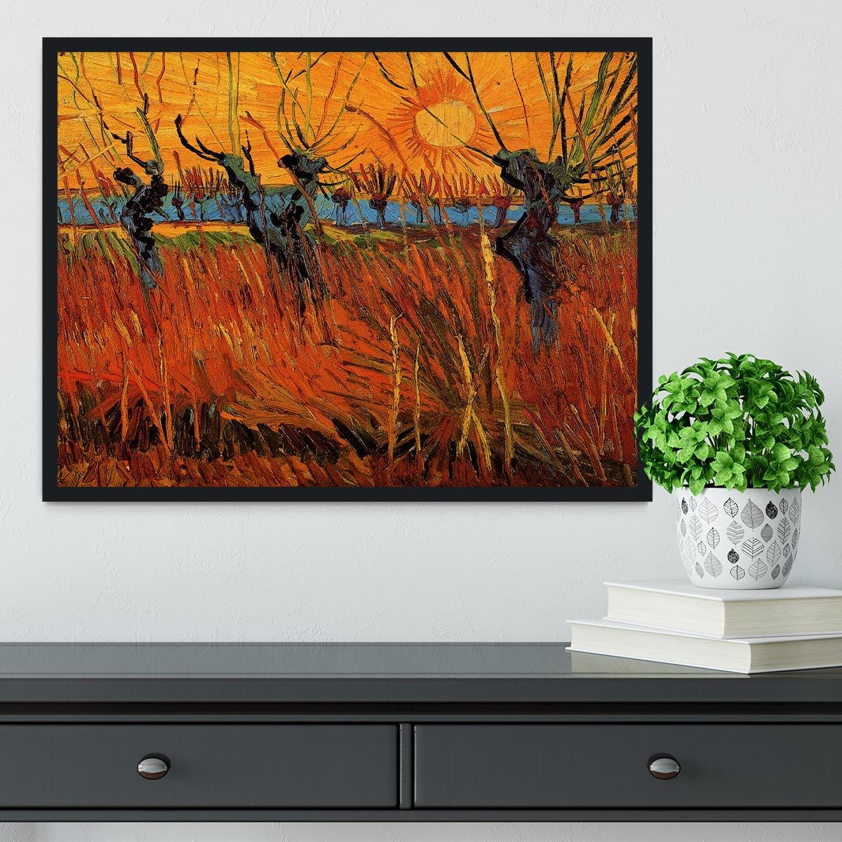 Willows at Sunset by Van Gogh Framed Print - Canvas Art Rocks - 2